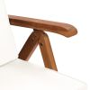 Reclining Patio Chairs with Cushions 2 pcs Solid Teak Wood Cream