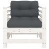 Patio Chairs with Cushions 2 pcs White Solid Wood Pine