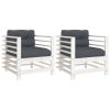Patio Chairs with Cushions 2 pcs White Solid Wood Pine