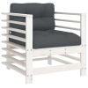 Patio Chairs with Cushions 2 pcs White Solid Wood Pine