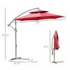 9' 2-Tier Cantilever Umbrella with Crank Handle, Cross Base and 8 Ribs, Garden Patio Offset Umbrella for Backyard, Poolside, and Lawn, Red