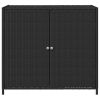 Patio Storage Cabinet Black 32.7"x17.7"x29.9" Poly Rattan