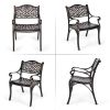 2-Piece Outdoor Cast Aluminum Chairs with Armrests and Curved Seats