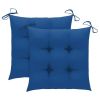 Patio Chairs with Blue Cushions 2 pcs Solid Teak Wood