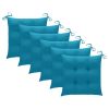 Patio Chairs with Light Blue Cushions 6 pcs Solid Teak Wood