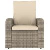 Patio Reclining Chair with Cushions Light Brown Poly Rattan