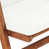 Reclining Patio Chairs with Cushions 2 pcs Solid Teak Wood Cream