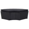 Patio Lounge Bed with Canopy Poly Rattan Black