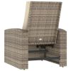 Patio Reclining Chair with Cushions Light Brown Poly Rattan