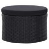 Patio Lounge Bed with Canopy Poly Rattan Black