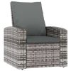 Patio Reclining Chair with Cushions Gray Poly Rattan