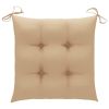 Patio Chairs with Beige Cushions 6 pcs Solid Teak Wood