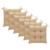Patio Chairs with Beige Cushions 6 pcs Solid Teak Wood