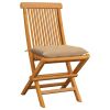 Patio Chairs with Beige Cushions 6 pcs Solid Teak Wood