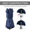 Outsunny Patio Umbrella 15' Steel Rectangular Outdoor Double Sided Market with base, Sun Protection & Easy Crank for Deck Pool Patio, Dark Blue