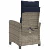 Reclining Patio Chairs 2 pcs with Cushions Gray Poly Rattan