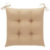 Patio Chairs with Beige Cushions 2 pcs Solid Teak Wood
