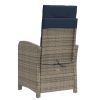 Reclining Patio Chair with Cushions Gray Poly Rattan