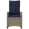 Reclining Patio Chairs 2 pcs with Cushions Gray Poly Rattan