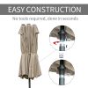 Outsunny Patio Umbrella 15' Steel Rectangular Outdoor Double Sided Market with base, Sun Protection & Easy Crank for Deck Pool Patio, Coffee