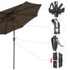 9ft Aluminum Patio Umbrella w/ 32 LEDs Chocolate