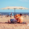 15x9ft Large Double-Sided Rectangular Outdoor Steel Twin Patio Market Umbrella w/Crank- tan YK