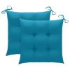 Patio Chairs with Light Blue Cushions 2 pcs Solid Teak Wood