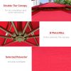 9' 2-Tier Cantilever Umbrella with Crank Handle, Cross Base and 8 Ribs, Garden Patio Offset Umbrella for Backyard, Poolside, and Lawn, Red