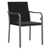 Patio Chairs with Cushions 4 pcs Black 22"x23.2"x33.1" Poly Rattan