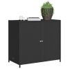 Patio Storage Cabinet Black 32.7"x17.7"x29.9" Poly Rattan