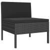 Patio Chairs 3 pcs with Cushions Poly Rattan Black