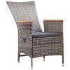 Patio Chairs 2 pcs with Cushions Poly Rattan Gray