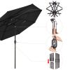 9Ft 3-Tiers 24LEDS Patio Umbrella Black