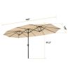 15x9ft Large Double-Sided Rectangular Outdoor Steel Twin Patio Market Umbrella w/Crank- tan YK