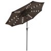 9ft Aluminum Patio Umbrella w/ 32 LEDs Chocolate