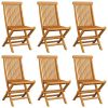 Patio Chairs with Light Blue Cushions 6 pcs Solid Teak Wood