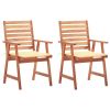 Patio Dining Chairs 2 pcs with Cushions Solid Acacia Wood