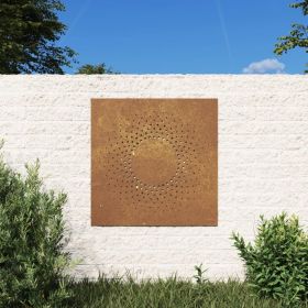 Patio Wall Decoration 21.7"x21.7" Corten Steel Sun Design (SKU: 824491)