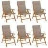 Reclining Patio Chairs with Cushions 6 pcs Solid Wood Teak