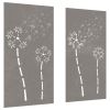 Patio Wall Decorations 2pcs 41.3"x21.7" Corten Steel Flower Design
