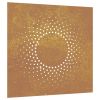Patio Wall Decoration 21.7"x21.7" Corten Steel Sun Design