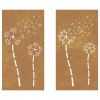 Patio Wall Decorations 2pcs 41.3"x21.7" Corten Steel Flower Design