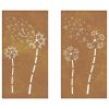 Patio Wall Decorations 2pcs 41.3"x21.7" Corten Steel Flower Design