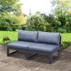 Patio Sectional Sofa Set Furniture Couch Aluminum Frame With Gray Cushions Outdoor armless Chair seater